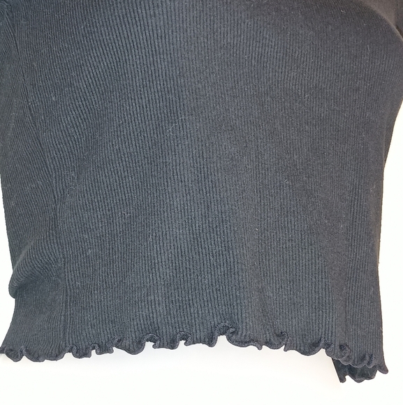 Chic Ruffled Ribbed Knit Top Whimsigoth Fairycore Elegant and Versatile(#1,118) - Picture 3 of 6